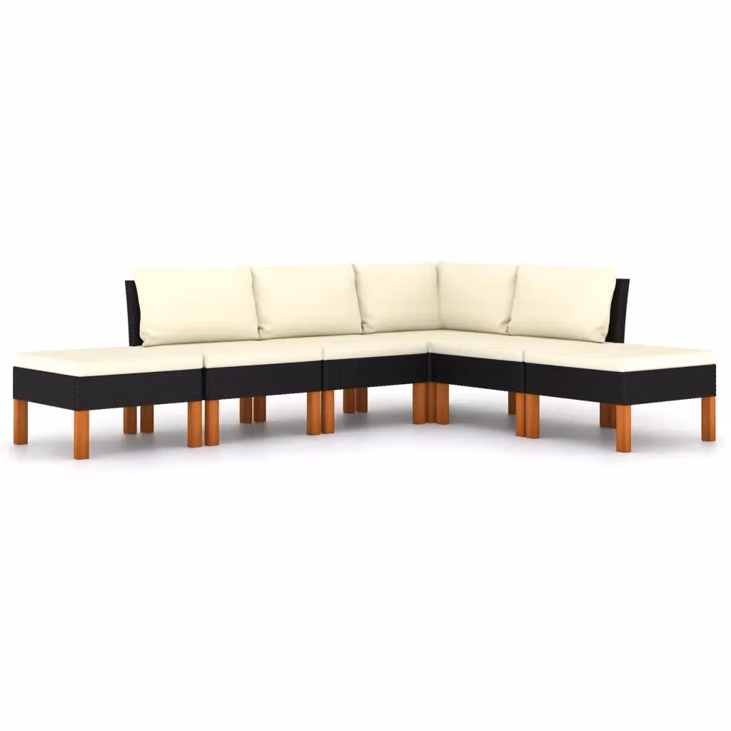 vidaXL Set Divani da Giardino a L con Cuscini, Struttura in Metallo e Polyrattan, Nero e Bianco – 2