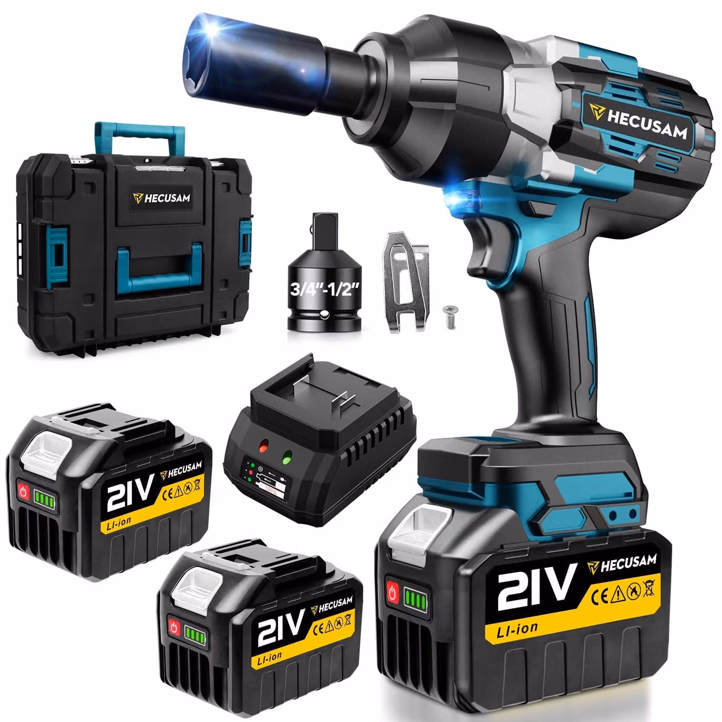 Avvitatore a percussione brushless - 21 Volt - Coppia di 2100 Nm - 2 batterie - Metallo