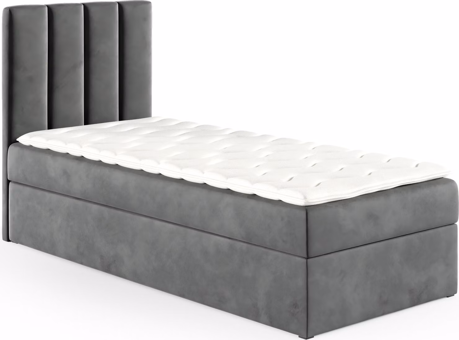 GUTTO Letto con materasso a molle 90x200 cm in velluto grigio letto matrimoniale Culla Letto imbottito in velluto