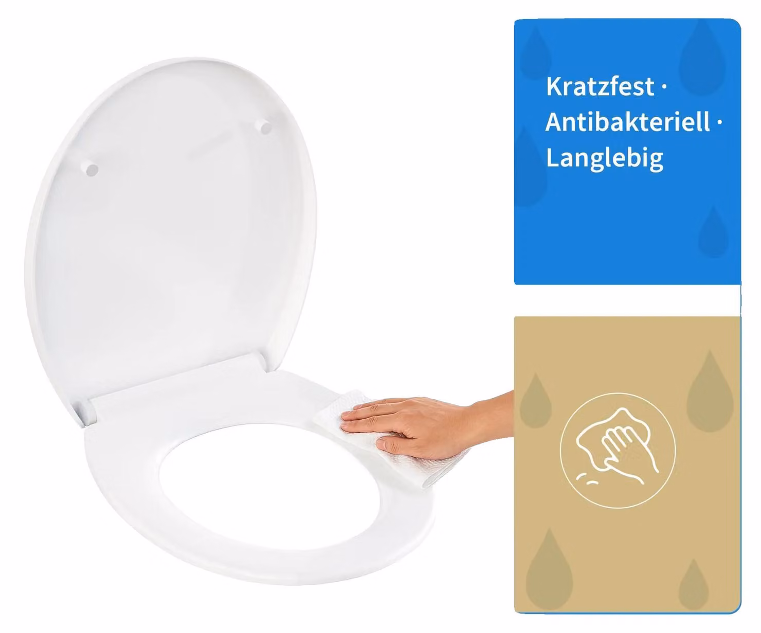 Copertura per WC, chiusura ammortizzata, sistema di fissaggio rapido, BIANCO