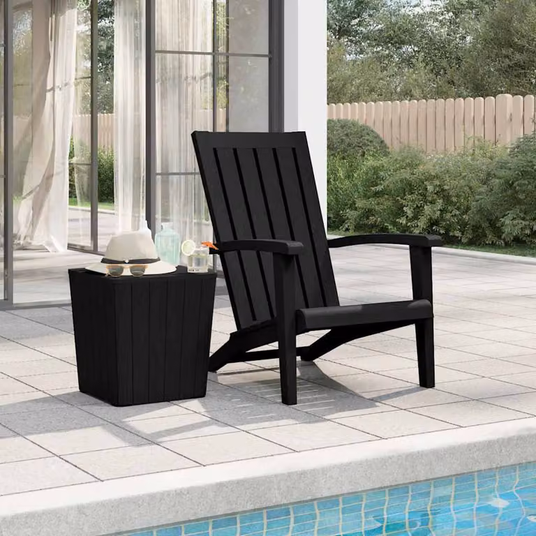 Sedia Adirondack da giardino vidaXL in polipropilene nero opaco