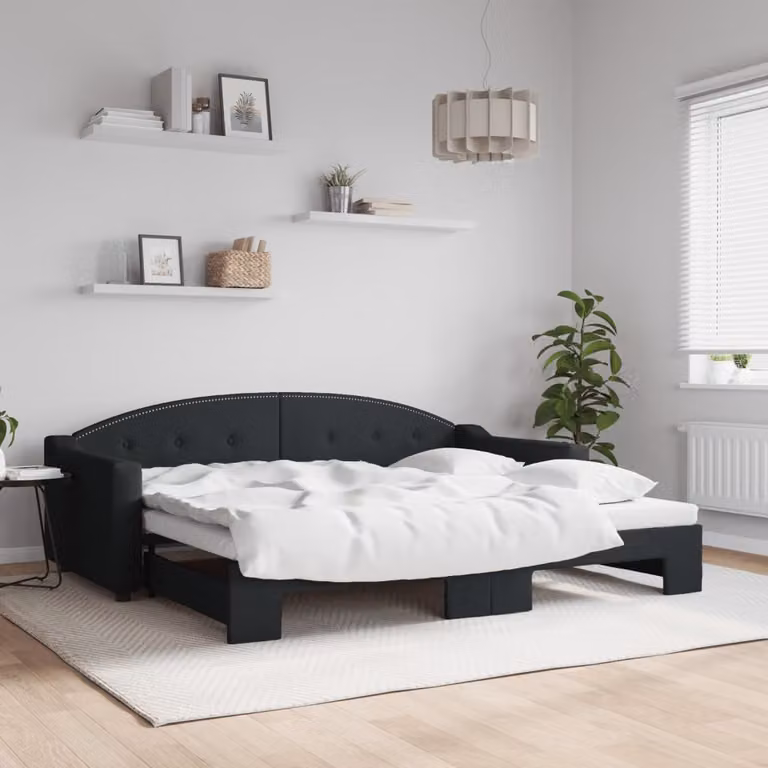vidaXL Divano Letto con Letto Estraibile Nero in Tessuto