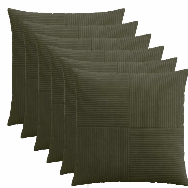 Set di 6 federe quadrate vidaXL ALMELO in velluto a coste verde, L 60 x P 60 cm