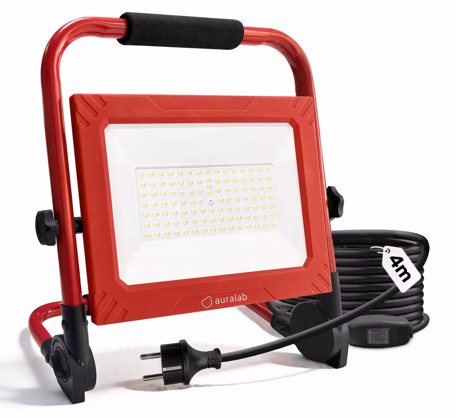 Lampada da cantiere a LED da 100W con spina, 10000 lumen, grado di protezione IP65 (resistente all'acqua), temperatura di colore 6500K