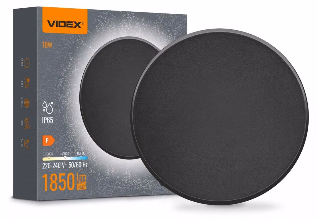 Applique da esterno a LED nera da 18 W con luce regolabile (calda / fredda / neutra), 1850 lm, in plastica, dimensioni: 25x25x5 cm, IP65, Videx