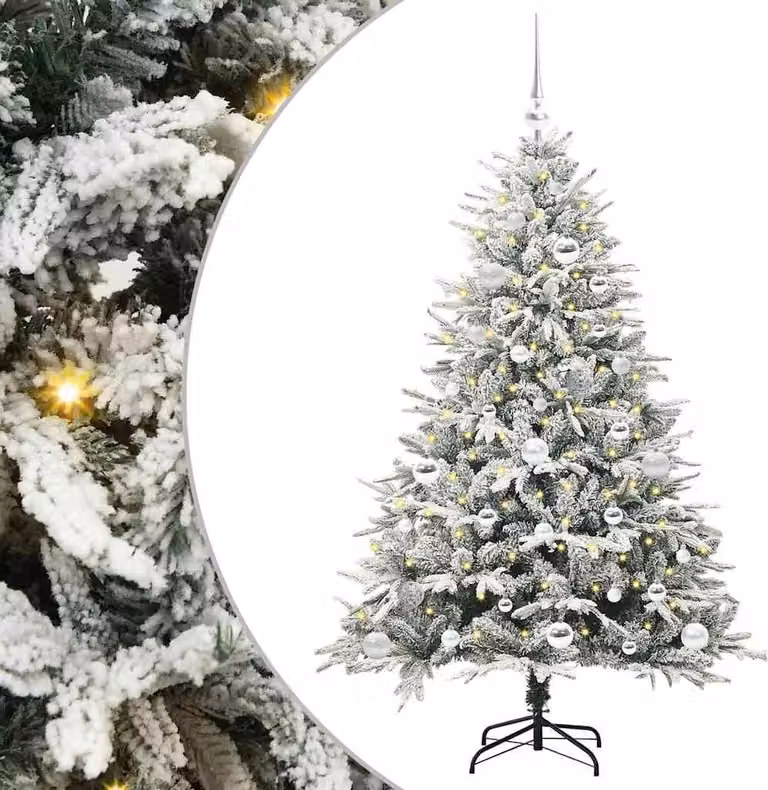 Albero di Natale Artificiale Pre-illuminato con Set di Palline