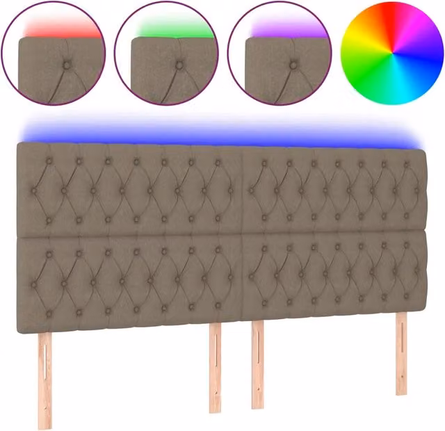 Testiera | Testata a LED tortora 200x7x118/128cm in Tessuto