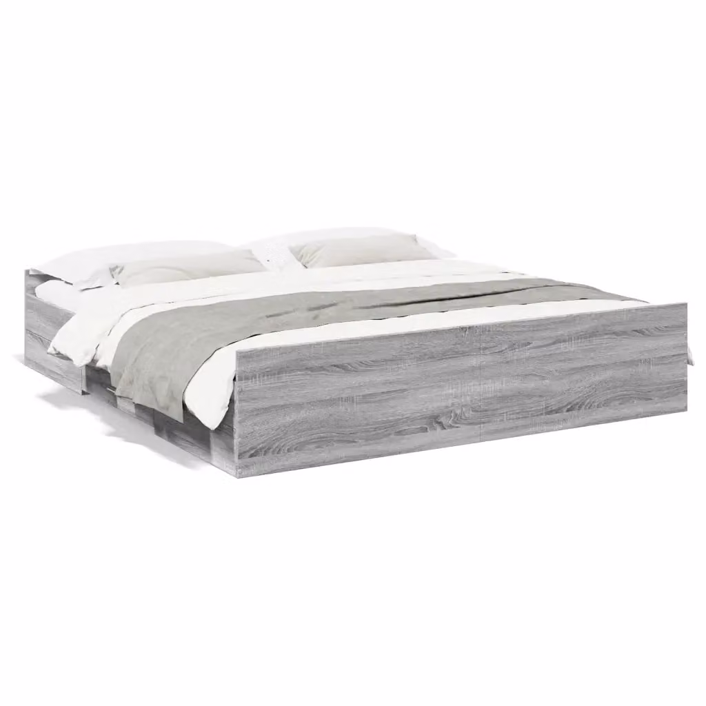 vidaXL Giroletto con Cassetti in Legno Multistrato Grigio Sonoma 200 x 200 cm – 2