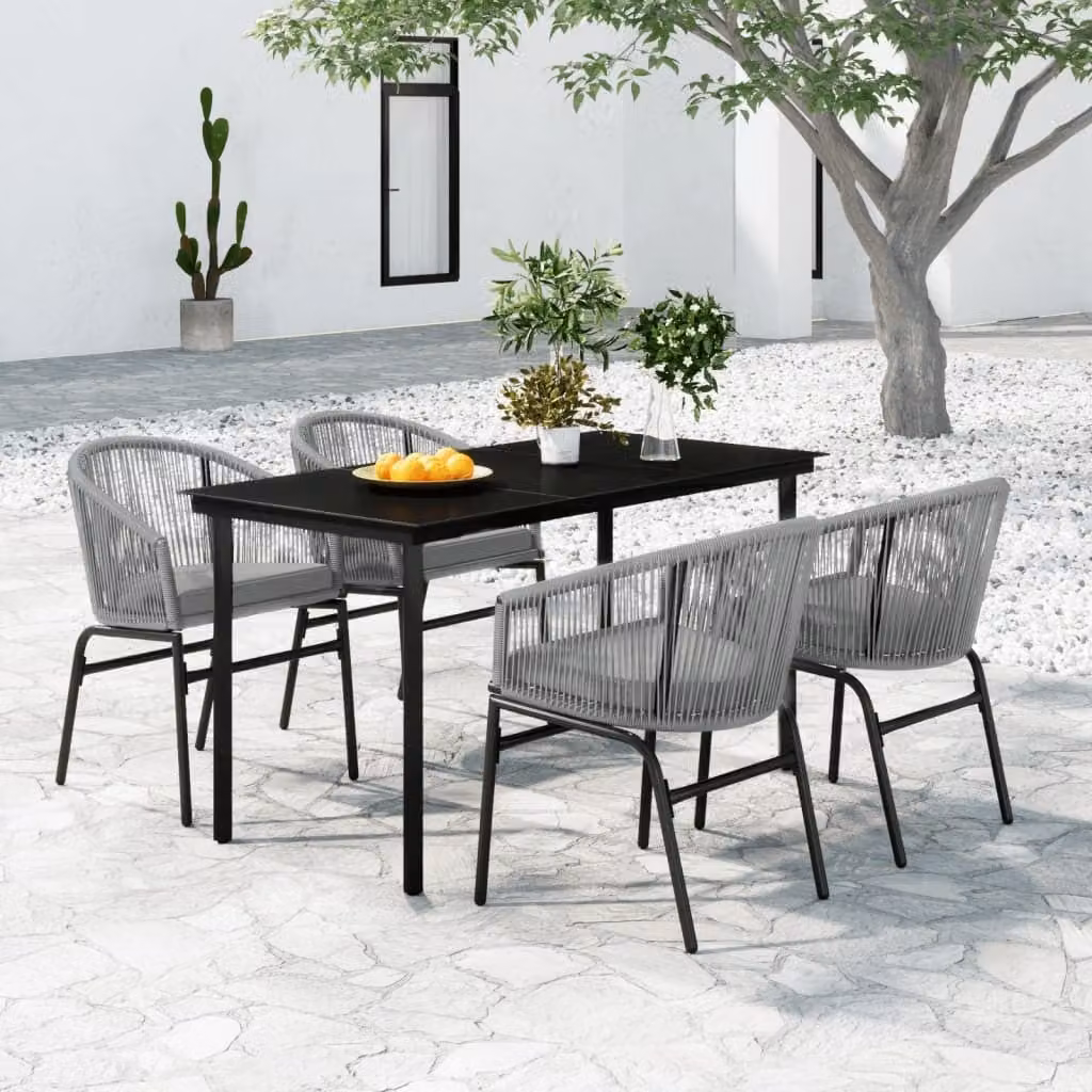 Maison Exclusive - Set da pranzo da giardino 5 pezzi, grigio
