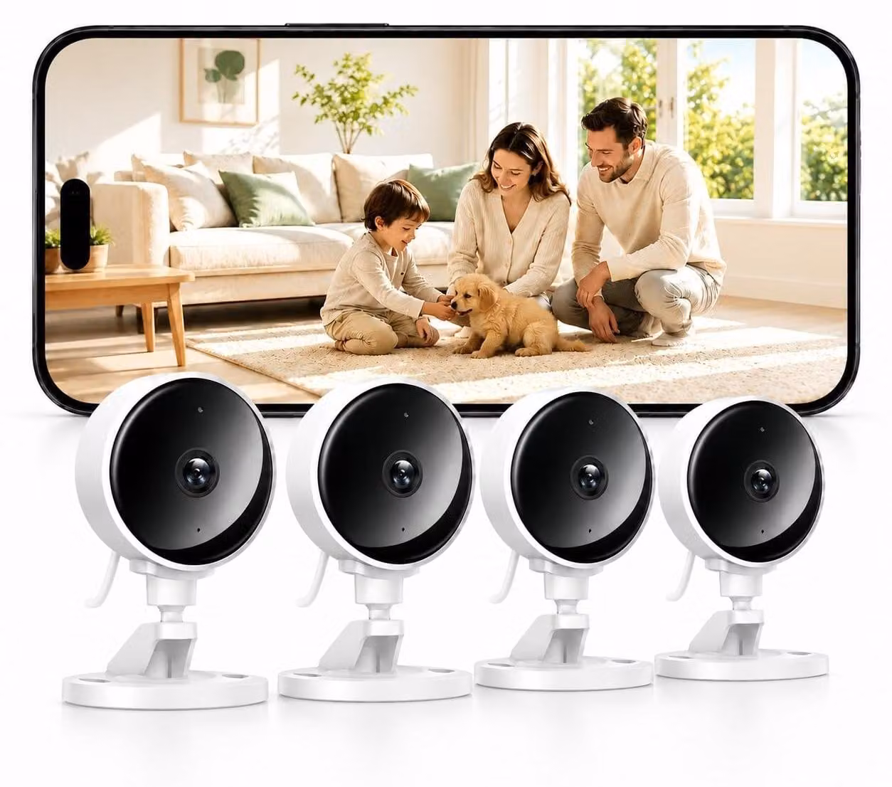 Telecamera di sicurezza per interni - Full HD 1080p - Visione notturna - 4 pezzi