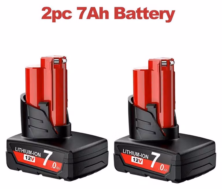 Batteria ricaricabile M12 12 V - Batteria ricaricabile agli ioni di litio per utensili - 7000 mAh - Confezione da 2 - Compatibile con B2/XC, 48-11-2430 - Viola