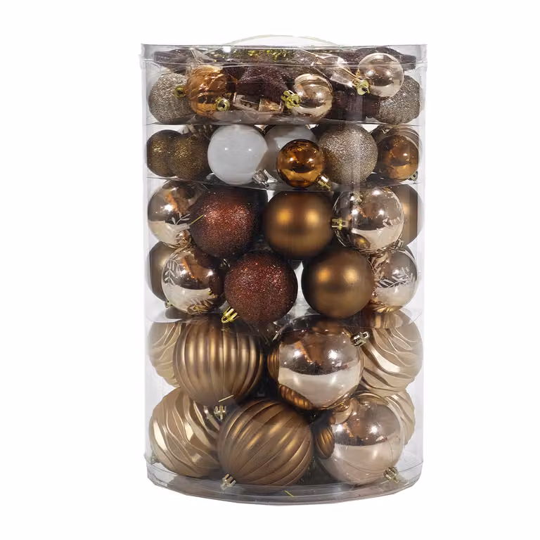 Set 82 Decorazioni Natalizie VESTIAMO CASA in Oro, Bronzo e Bianco con Palle, Pendenti, Stelle e Forme Geometriche