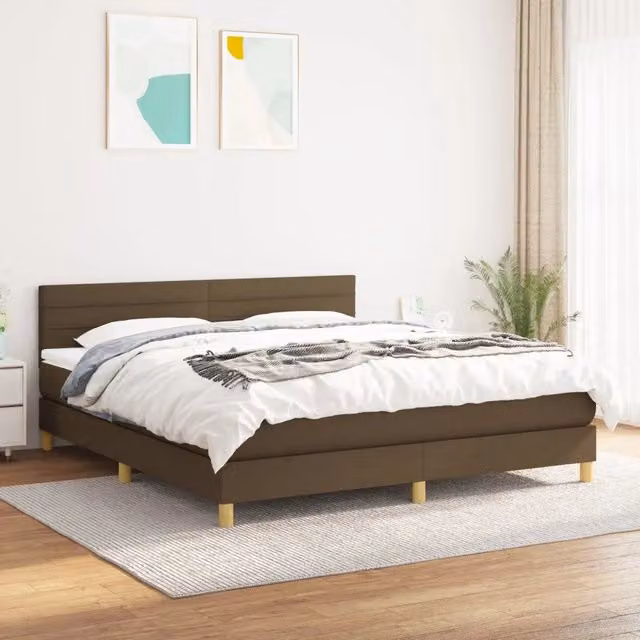 Letto Ibrido con Giroletto a Molle e Materasso vidaXL, Marrone e Bianco, L/P/H: 160 x 200 x 88 cm