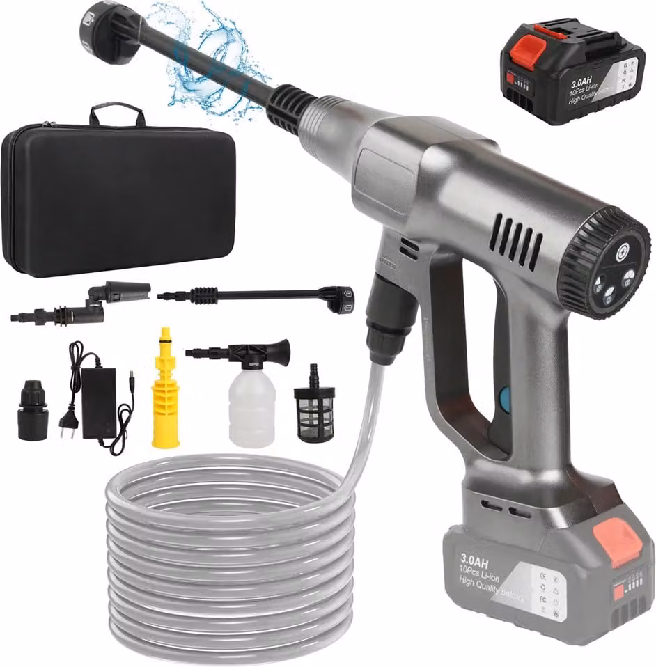 Idropulitrice elettrica a batteria, potenza 3500W, pressione massima 200 BAR, 1 batteria