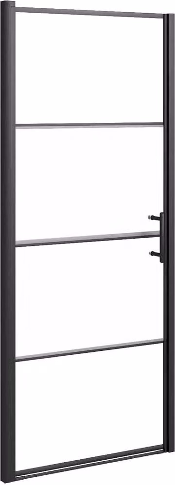 Parete Doccia 81x195cm in Vetro Temperato Semi Smerigliato Nero