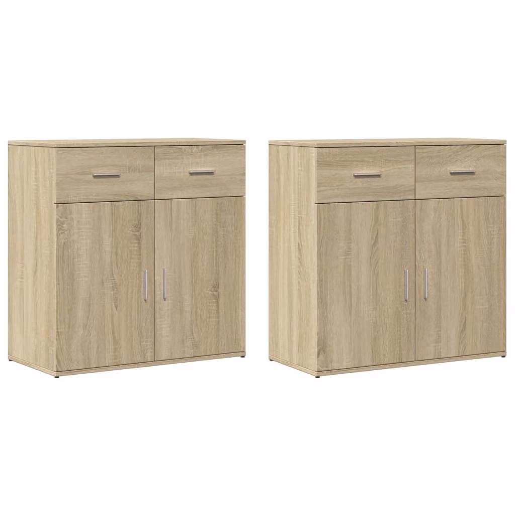 Credenze 2 pz Rovere Sonoma 79x38x80 cm in Legno Multistrato