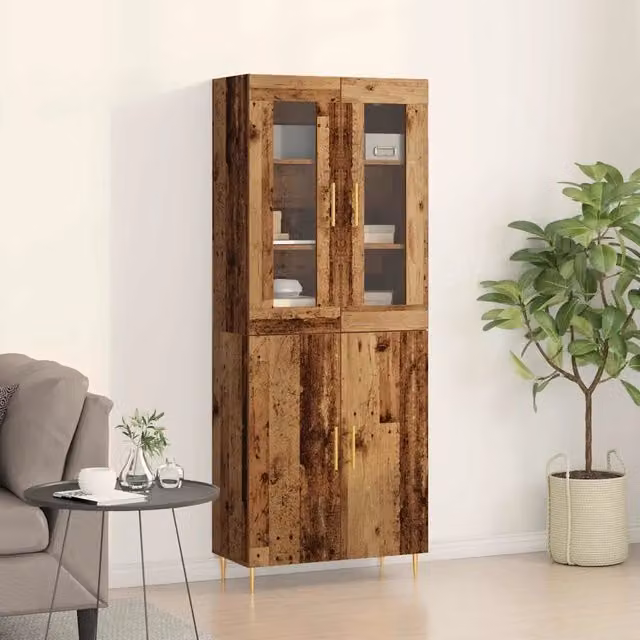 Credenza 2 pz Legno vecchio 69,5 x 34 x 180 cm 3334346