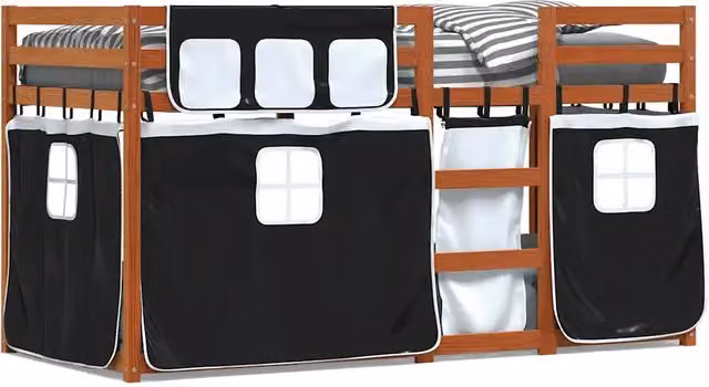 Letto singolo | Letto per adulti | Letto a Castello senza Materasso Bianco e Nero 90x190cm in Pino