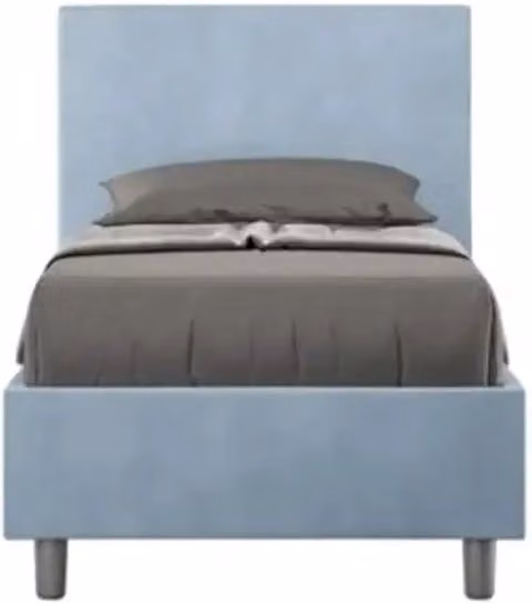 Letto singolo con rete imbottito 80x200 microfibra azzurro Adele