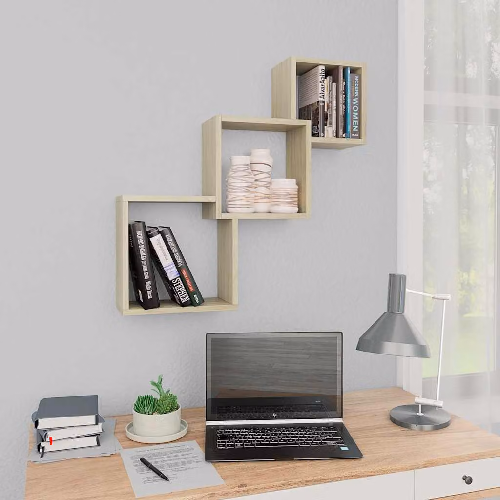 vidaXL Mensole a Muro Cubiche in Rovere Sonoma, L 68 cm x P 15 cm x H 68 cm