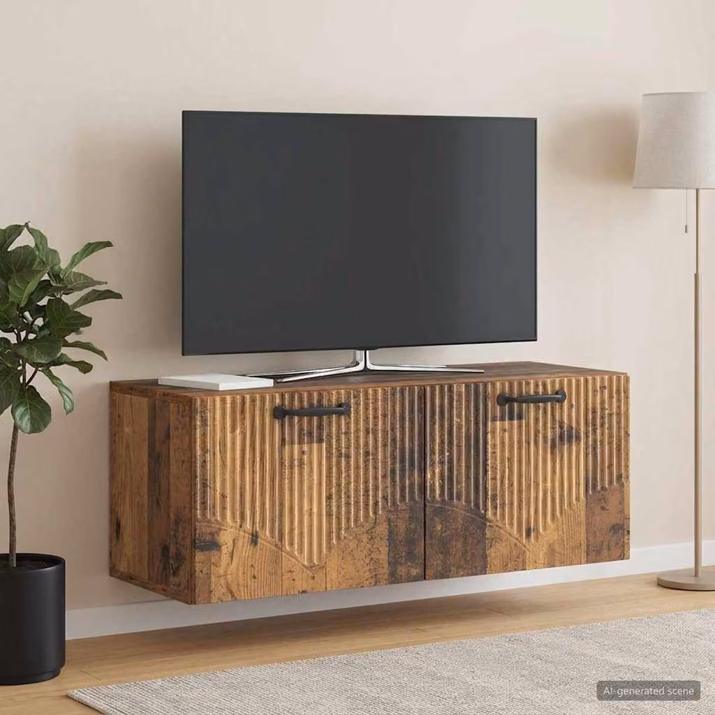 vidaXL Mobile Porta TV da Muro in Legno Antico Marrone L: 78,5 cm, P: 31 cm, H: 30 cm