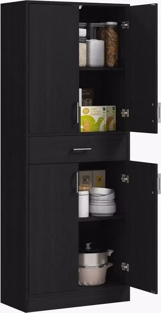 Credenza alta con 4 ante 2 armadi 1 cassetto ¨C Xylo ¨C Nero 180 cm