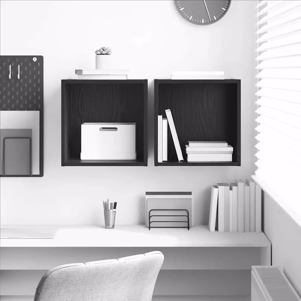 Set di 2 armadietti a muro vidaXL in stile minimalista, colore nero opaco, L/P/H: 37 x 37 x 37 cm