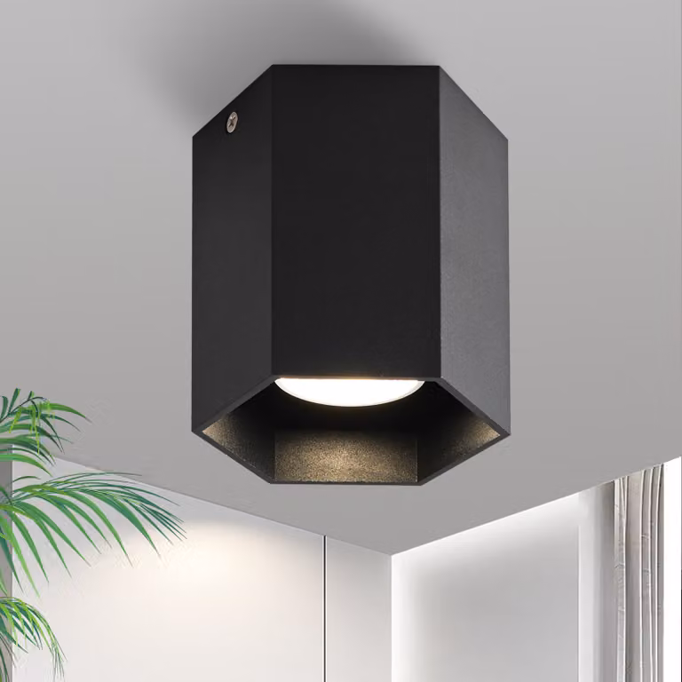 ZMH plafoniera nera 1 fiamma GU10 spot da soffitto LED faretto da soffitto faretto da superficie faretto moderno rotondo faretto da superficie per cucina soggiorno sala da pranzo corridoio
