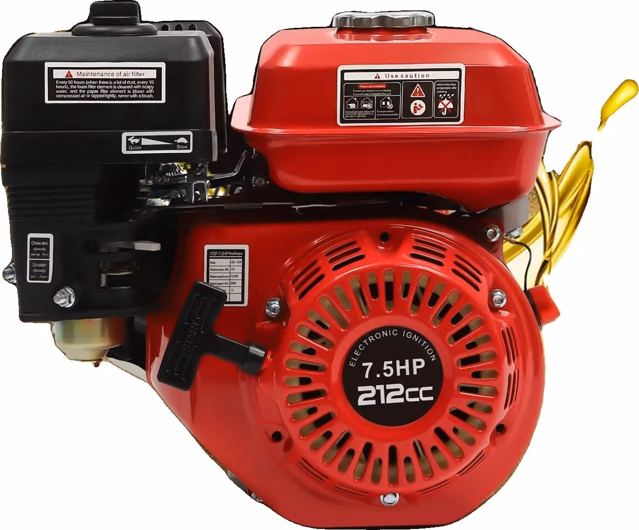Motore a gas, 7,5 CV, 212 cc sistema di raffreddamento ad aria, 7,5 CV