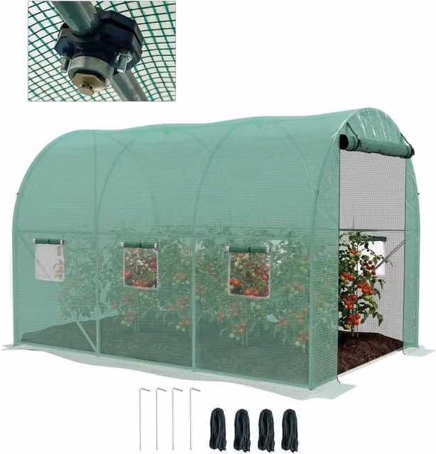 Serra da Giardino Tunnel ¨C Minimal ¨C Verde 3x2m 6 Finestre Porta Avvolgibile