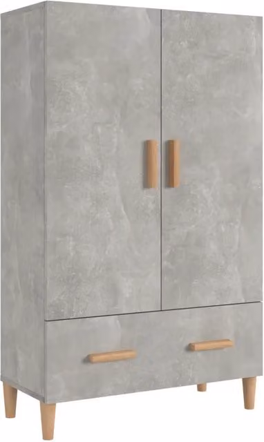 Credenza moderna in legno multistrato Grigio Cemento L: 70 cm, P: 31 cm, H: 115 cm