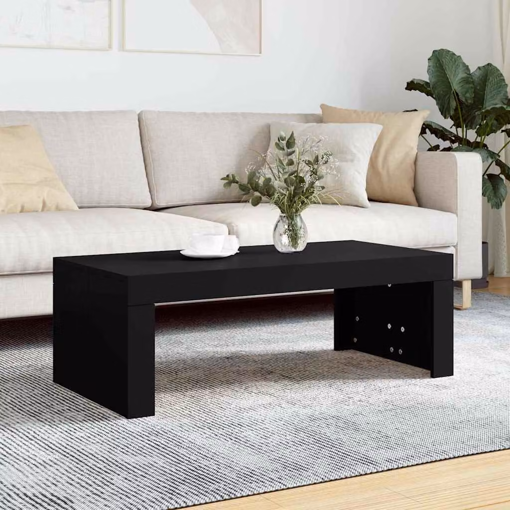 vidaXL Tavolino da Salotto Moderno Nero in Legno e MDF L: 102 cm, P: 50 cm, H: 36 cm
