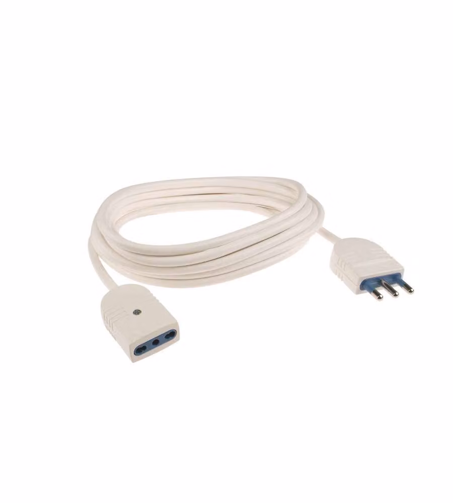 Prolunga elettrica Scame bianca 5 m con spina 16A 2P+T H05VV-F 3x1 mmq PP0385R
