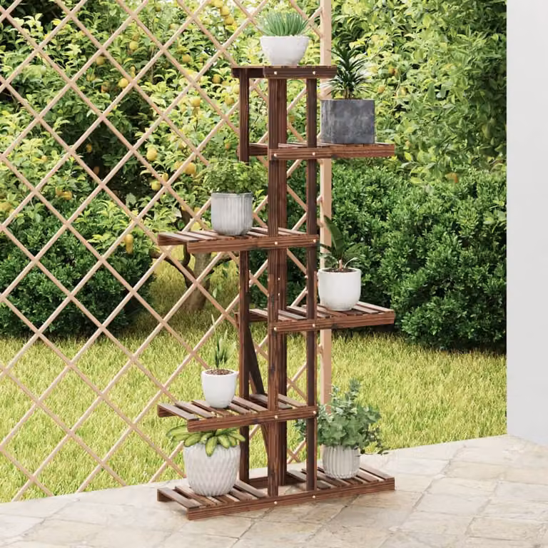 vidaXL Portafiori in Legno di Abete Massello Marrone L/P/H: 75 x 25 x 140,5 cm