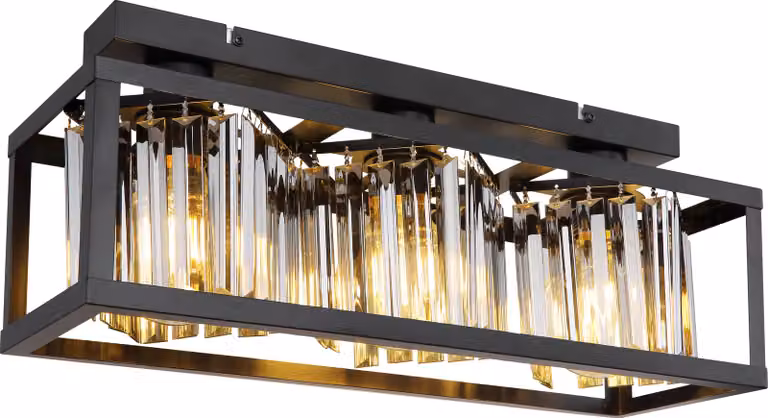 Plafoniera Globo Lampada da soffitto Soggiorno metallo nero cristalli 15697-3D