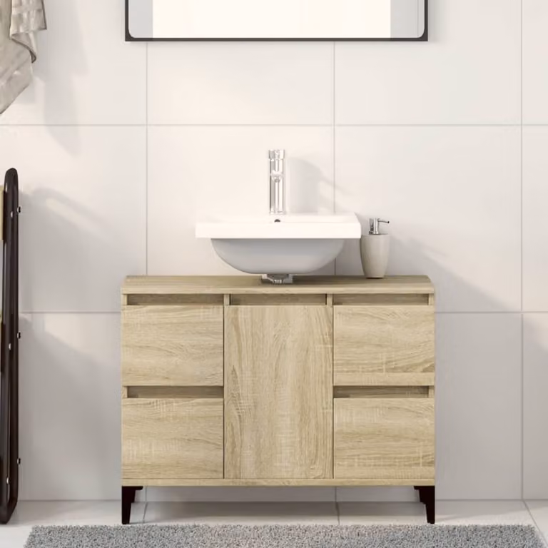 Mobile Lavabo vidaXL in Rovere Sonoma, L: 80 cm, P: 33 cm, H: 60 cm