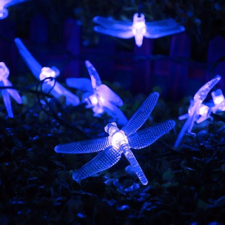 Catena luminosa solare, 6 metri, 30 LED, impermeabile, 8 modalità, blu