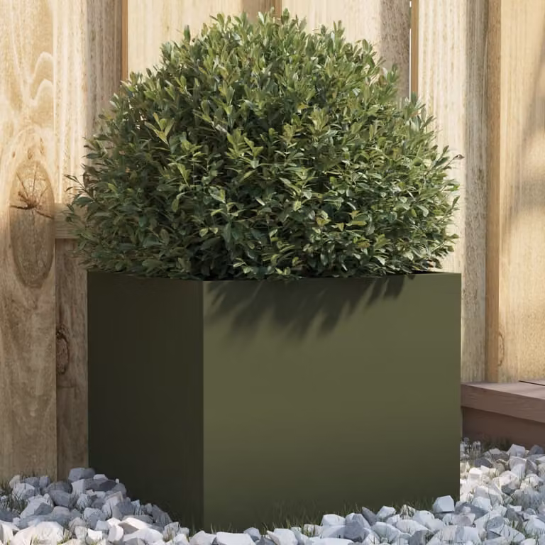 Fioriera da giardino vidaXL in acciaio verde, L 32 cm x P 30 cm x H 29 cm