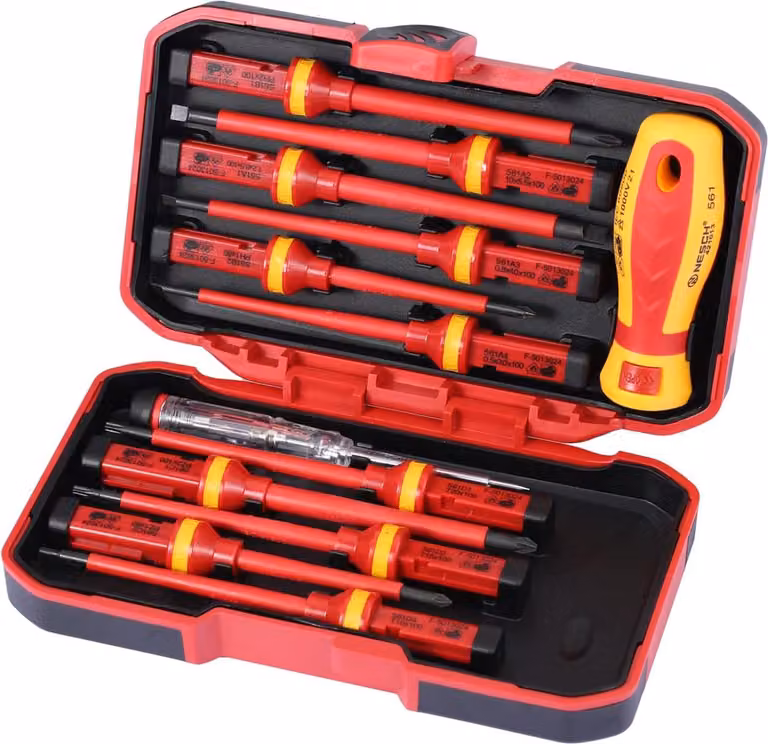 Set di cacciaviti da 13 pezzi, 1000 V, magnetici, in acciaio cromo-vanadio, per elettricisti, con custodia