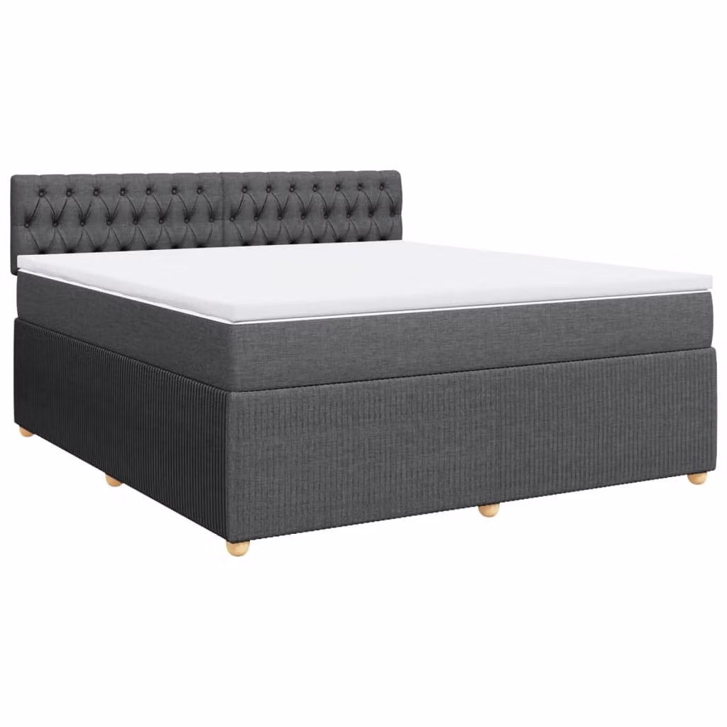 Giroletto a Molle con Materasso Grigio Scuro 180x200 cm Tessuto
