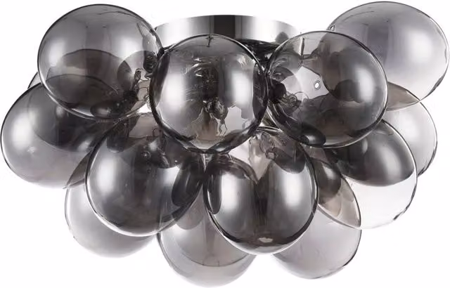 Plafoniera Moderna Maytoni Baldo in Metallo Argento con 4 Diffusori in Vetro Grigio Trasparente