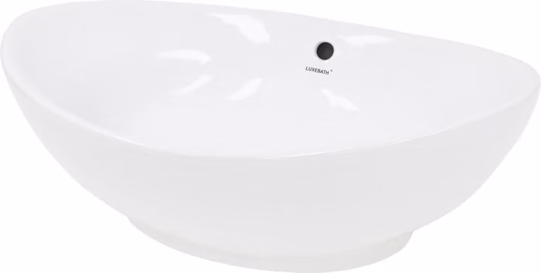LuxeBath lavabo Lavabo da appoggio ovale, 59x39x20 cm, bianco, Vetroceramica
