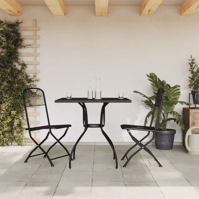 Set da pranzo da giardino vidaXL in metallo antracite composto da 3 pezzi – 1