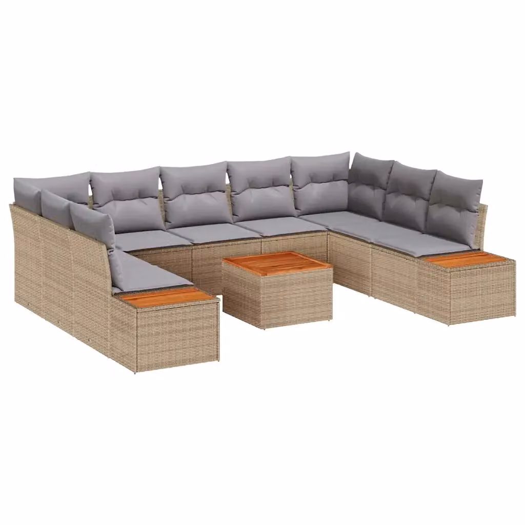 Set Divano da Giardino a L vidaXL con Cuscini in Tessuto Grigio e Beige e Struttura in Acciaio Verniciato a Polvere – 2