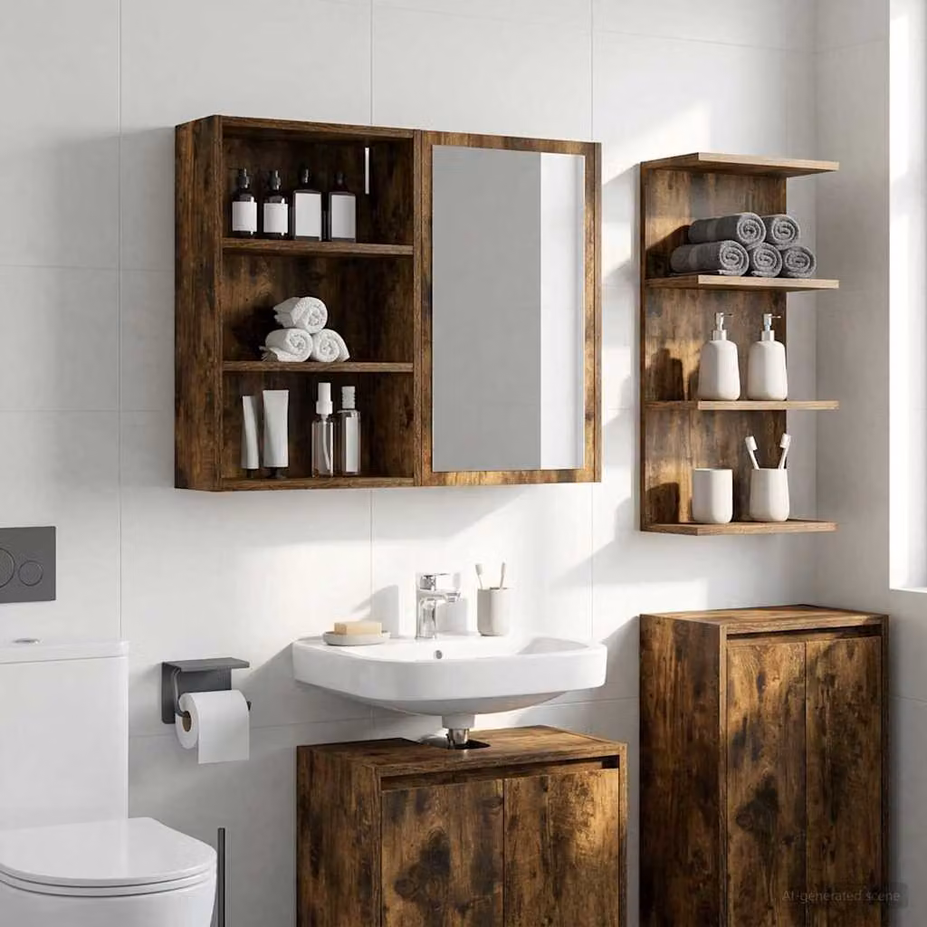 Armadio da bagno a muro vidaXL in legno color quercia affumicata, L 40 cm x P 16 cm x H 62,5 cm