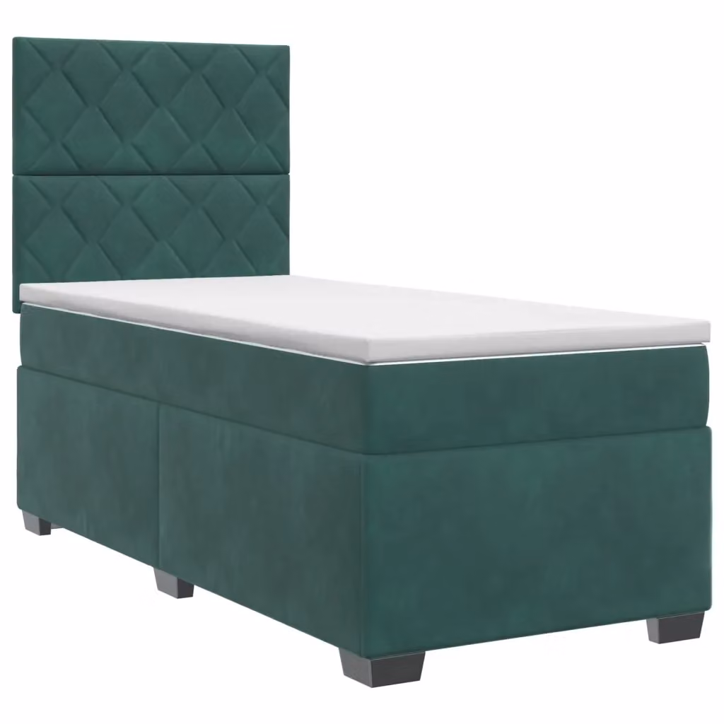 Letto box spring con materasso ibrido vidaXL in velluto verde scuro e bianco L/P/H: 200 x 80 x 46 cm – 2