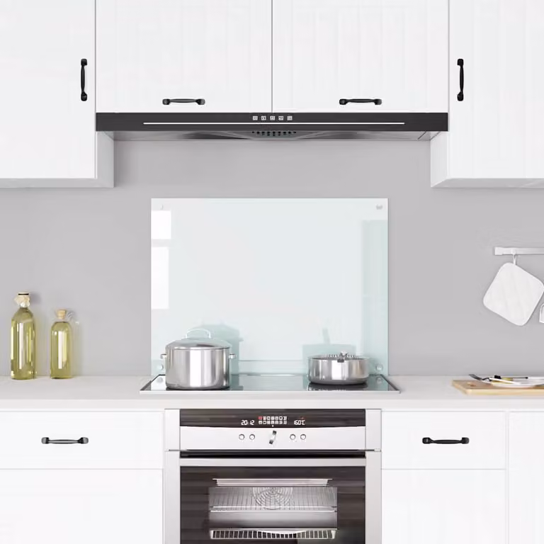 Paraschizzi per cucina vidaXL in vetro temperato colore bianco L: 80 cm, H: 60 cm