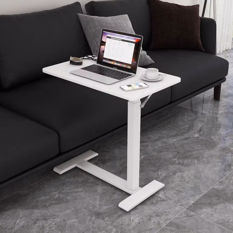 Tavolo per laptop, regolabile in altezza, supporto girevole per laptop con rotelle, scrivania portatile