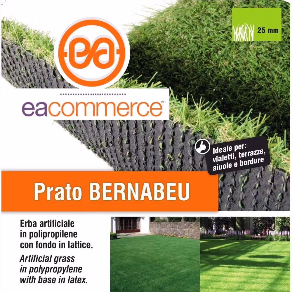 Erba Prato Sintetico Artificiale Bernabeu Verde 25 mm L: 10 m, P: 3 m – 2