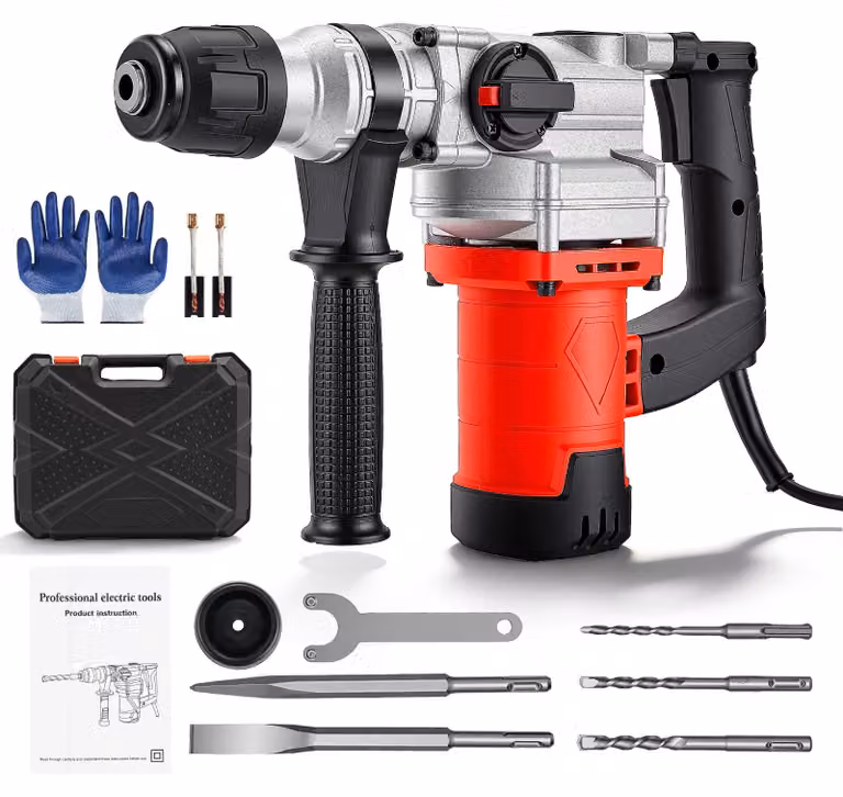 Trapano avvitatore a percussione elettrico, 1500W, 3 modalità di funzionamento, colore: rosso